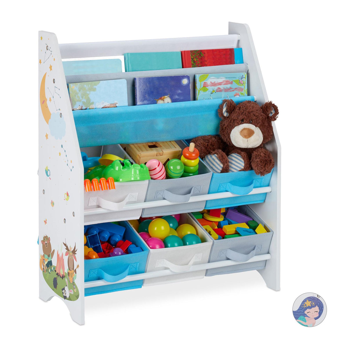 Children's shelf with 6 drawers & 2 hanging compartments