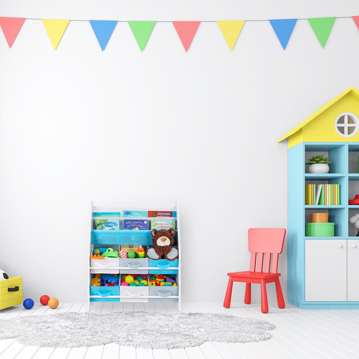 Children's shelf with 6 drawers & 2 hanging compartments