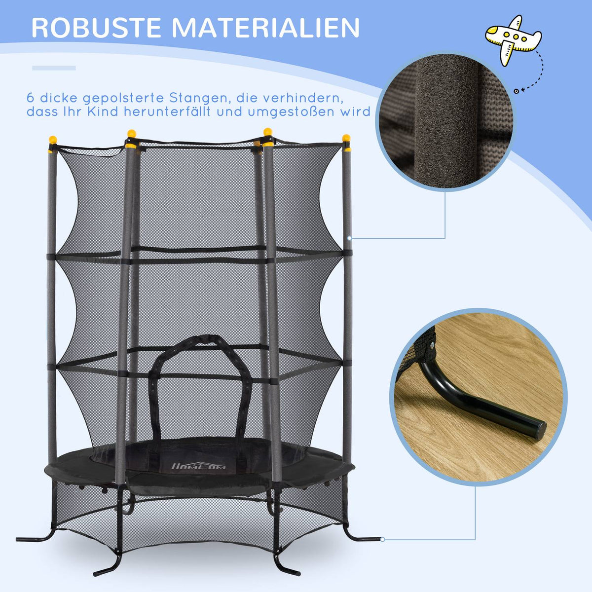 Children's trampoline Ø163 cm, trampoline with safety net, edge cover, garden trampoline for children 3-10 years, load capacity up to 50 kg, black
