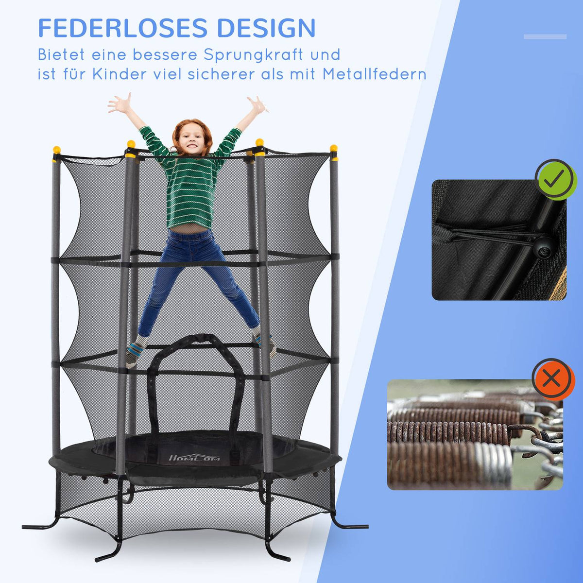 Children's trampoline Ø163 cm, trampoline with safety net, edge cover, garden trampoline for children 3-10 years, load capacity up to 50 kg, black