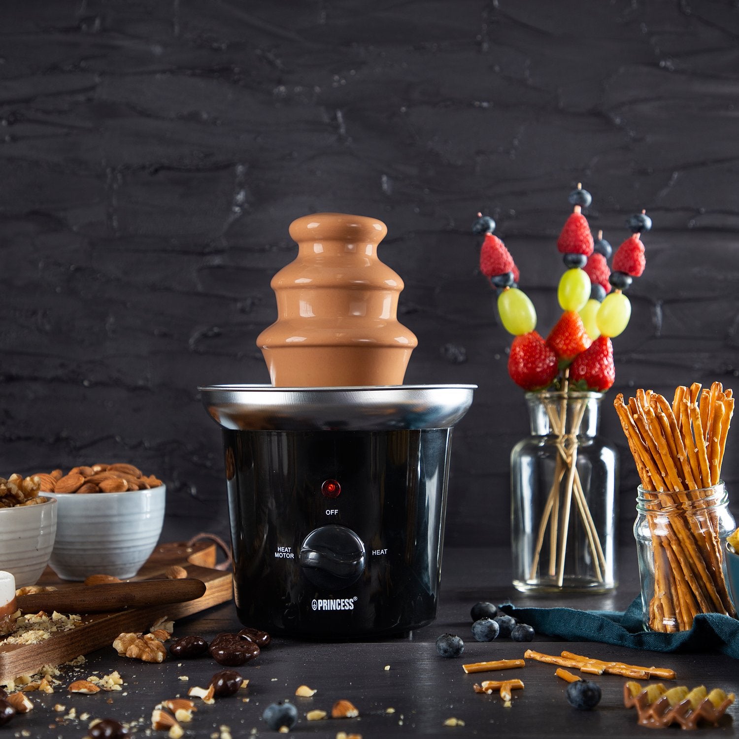 Chocolate fountain 292994 black stainless bowl with quick heating