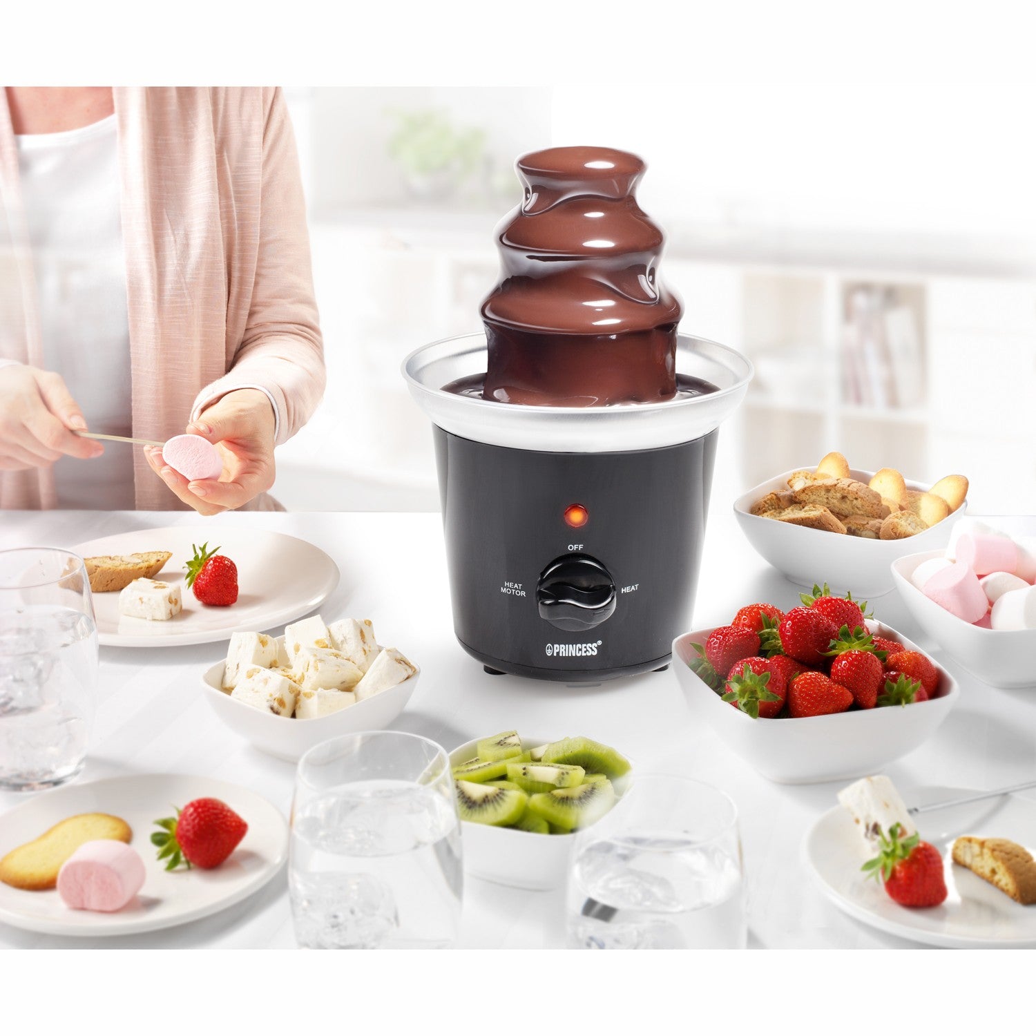 Chocolate fountain 292994 black stainless bowl with quick heating