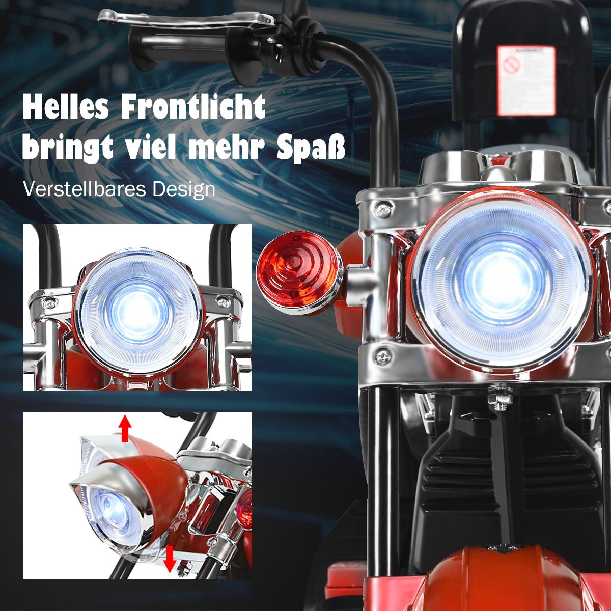 Chopper-Style Motorcycle Electric Motorcycle Children's Motorcycle Motorcycle 91 x 48 x 64 cm Red + Black