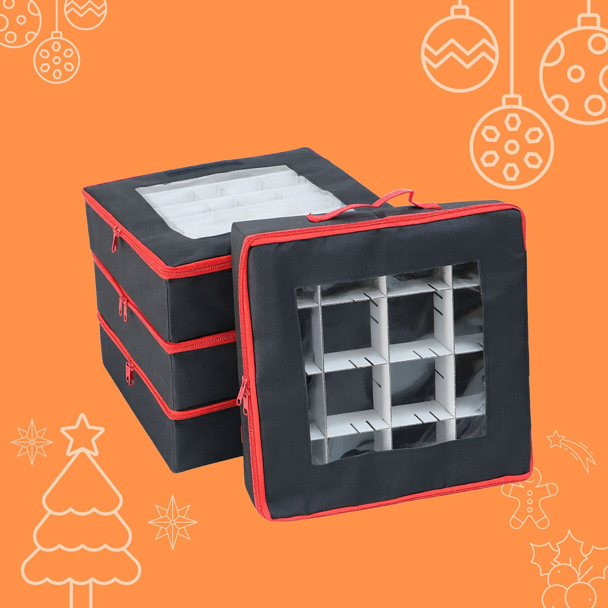 Christmas Bauble Storage Boxes, 4-Pack, 64 Capacity