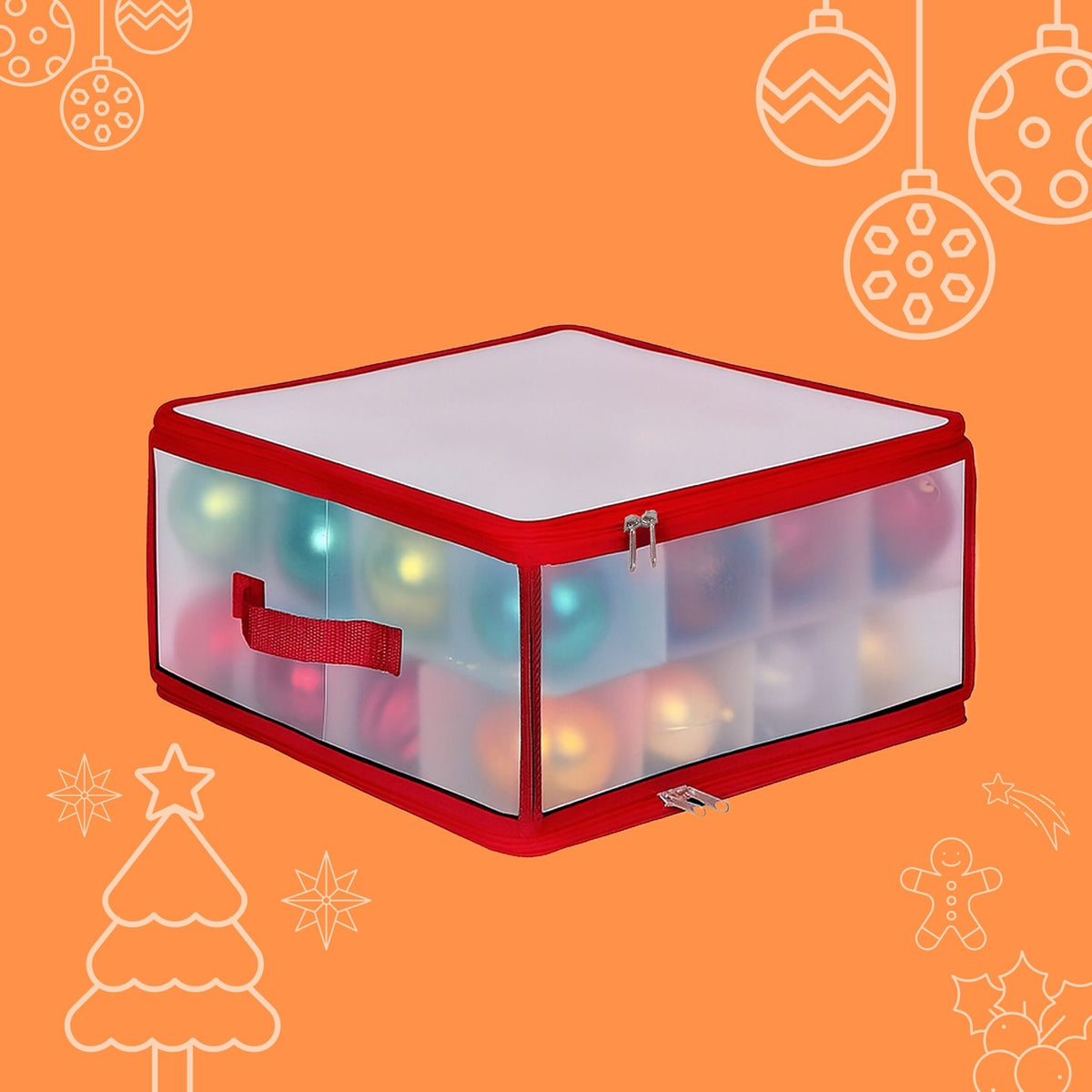 Christmas Bauble Storage Box with Adjustable Dividers