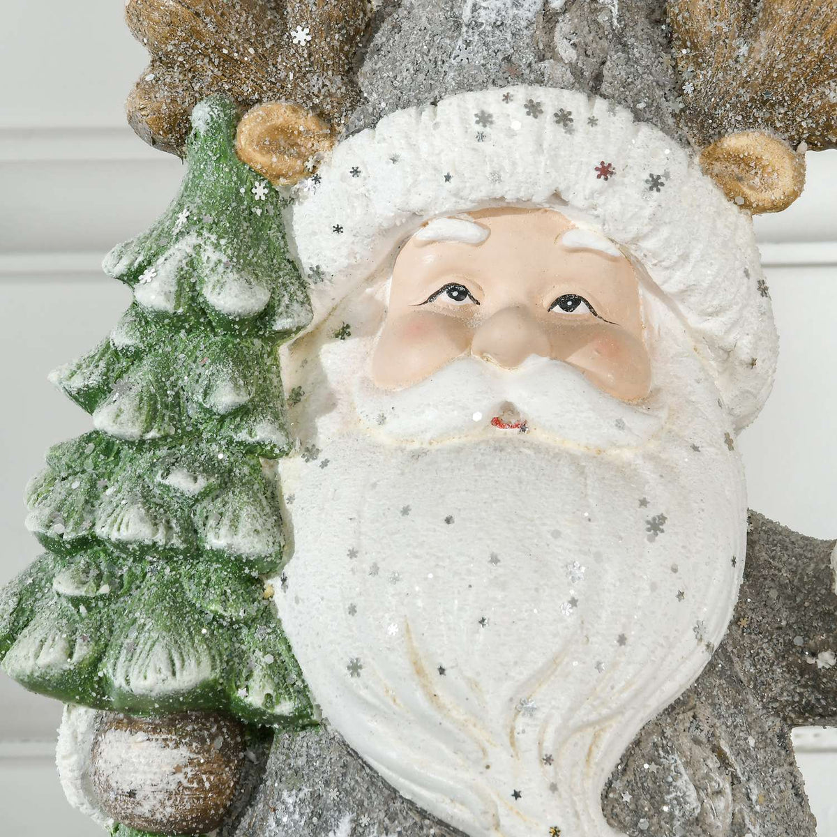 Christmas Decoration Figure, Santa Claus With Christmas Tree And Lantern, 55 Cm Christmas Figure With Led Light, Decorative Figure For Christmas