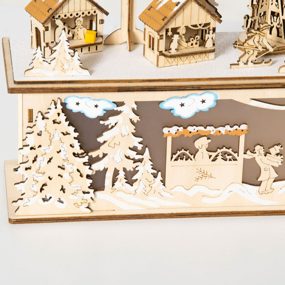 Christmas Decoration Snowy Christmas Village With 10 Leds Winter Landscape Illuminated Window Decoration Table Decoration Natural 45 X 10 X 25 Cm
