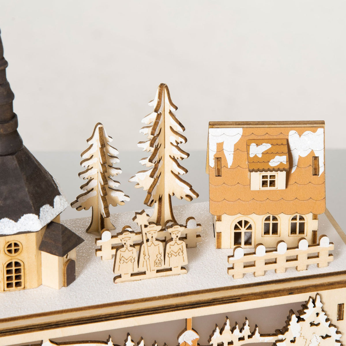 Christmas Decoration Snowy Christmas Village With 10 Leds Winter Landscape Illuminated Window Decoration Table Decoration Natural 45 X 10 X 25 Cm