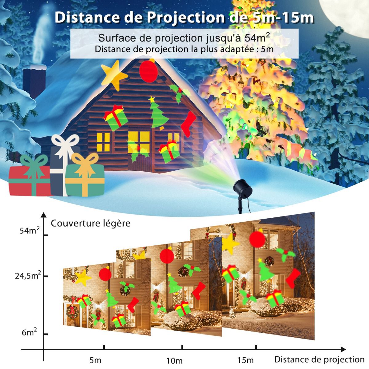 Christmas Light Projector, 5 LED, Indoor Outdoor, Black