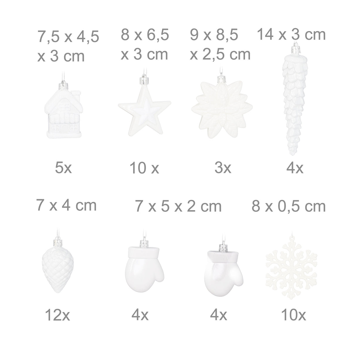 Christmas Ornaments Set, 100 Pieces, 10 Designs