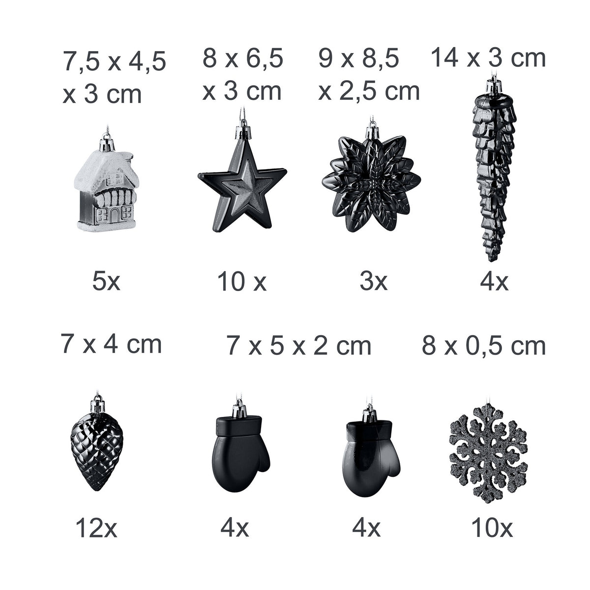 Christmas Ornaments Set, 100 Pieces, 10 Designs