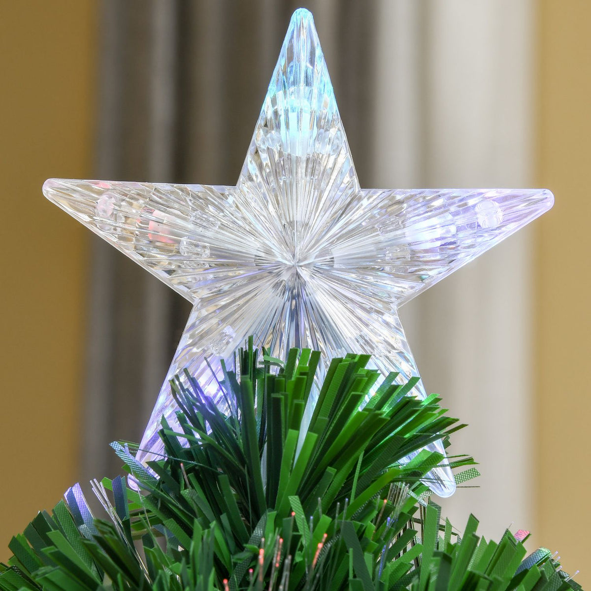 Christmas Tree 0.9 M Artificial Fir Tree 90 Branches With Led Lights Anti-Slip Pads Can Be Dismantled Fiber Optic Color Changer Pvc Metal Green 45X45X90Cm
