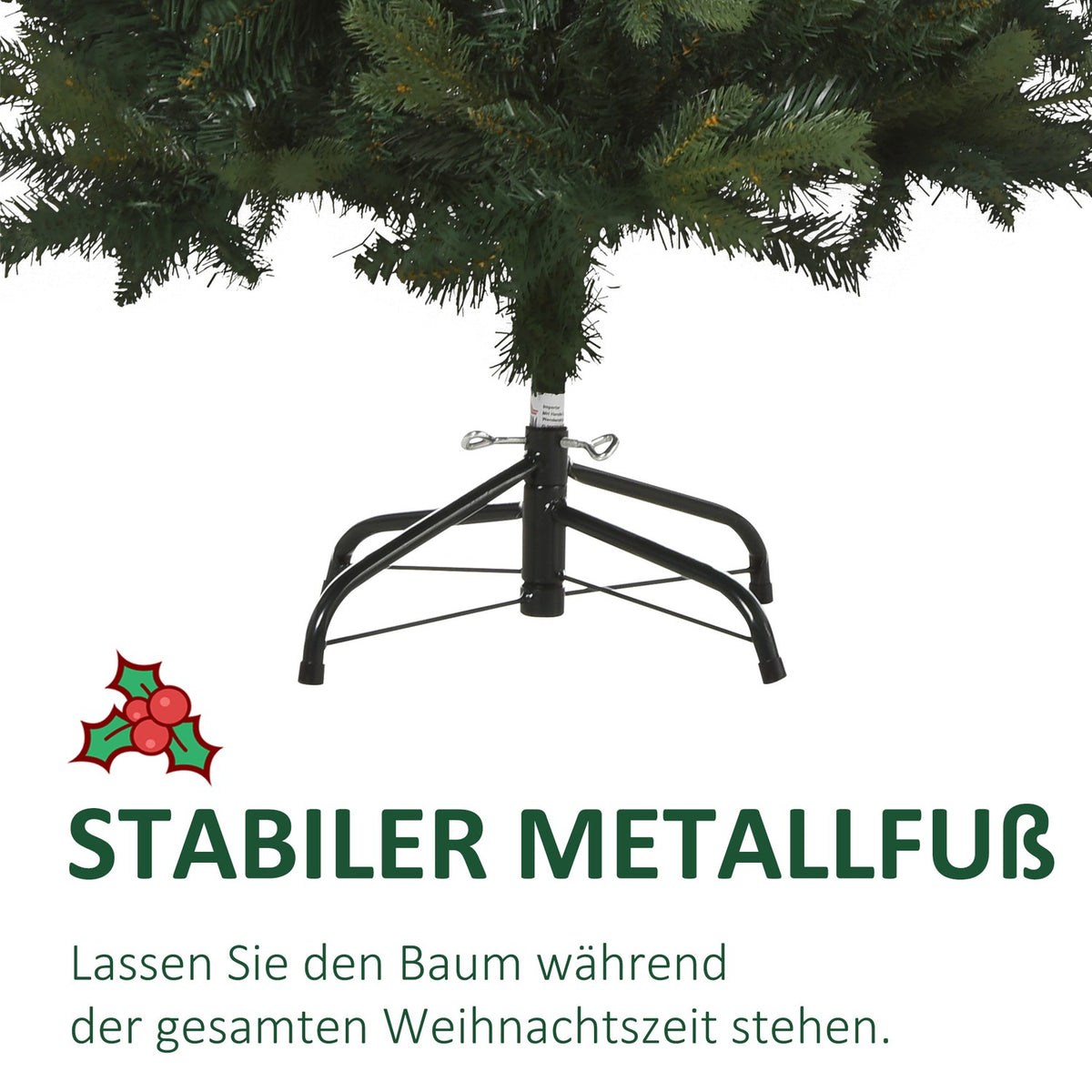 Christmas Tree 1.2 M Artificial Fir Tree 657 Branches Metal Base Pvc Green Ø85 X 120H Cm