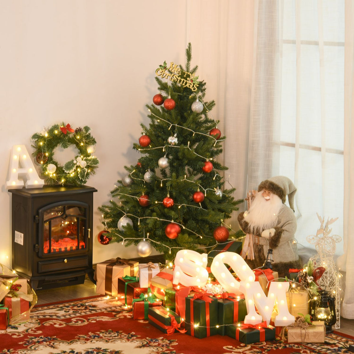 Christmas Tree 1.2 M Artificial Fir Tree 657 Branches Metal Base Pvc Green Ø85 X 120H Cm