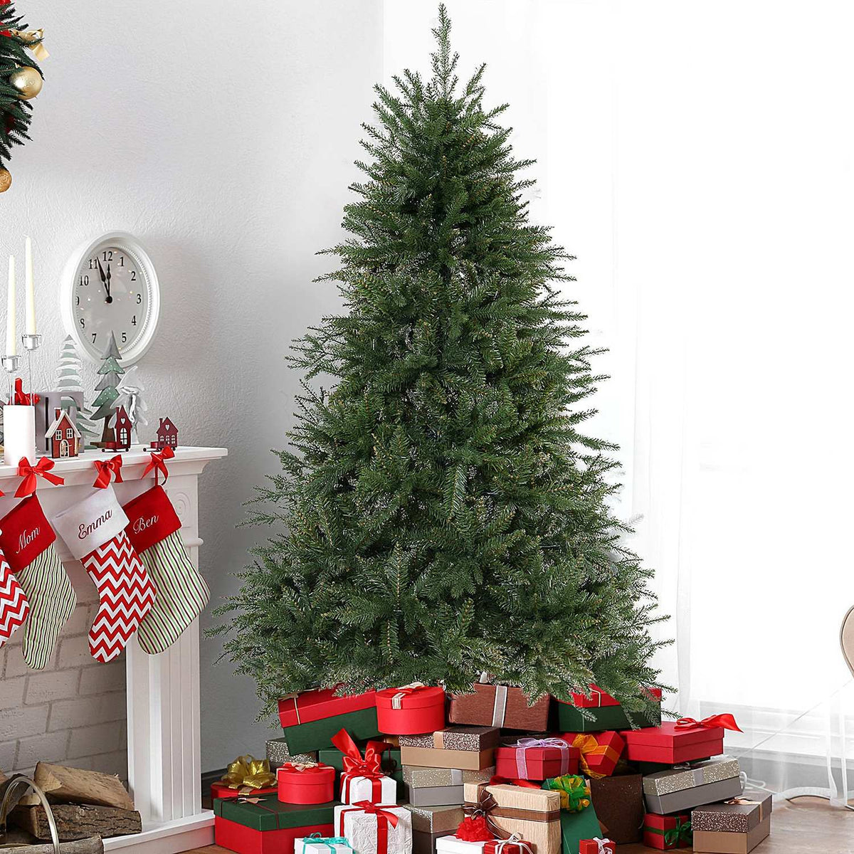Christmas Tree 1.8 M Artificial Fir Tree 1492 Branches Metal Base Pvc Green Ø115 X 180H Cm