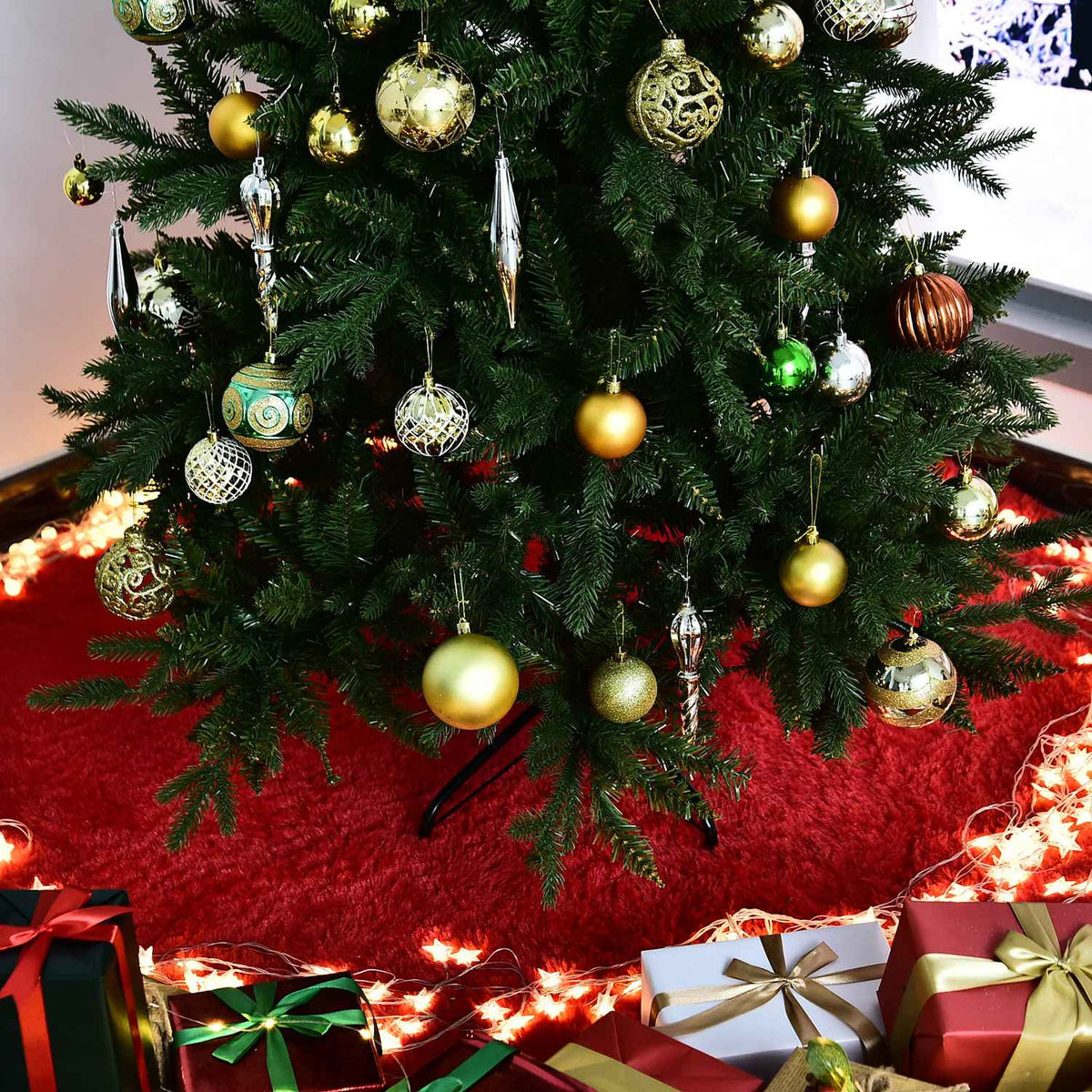 Christmas Tree 1.8 M Artificial Fir Tree 1492 Branches Metal Base Pvc Green Ø115 X 180H Cm