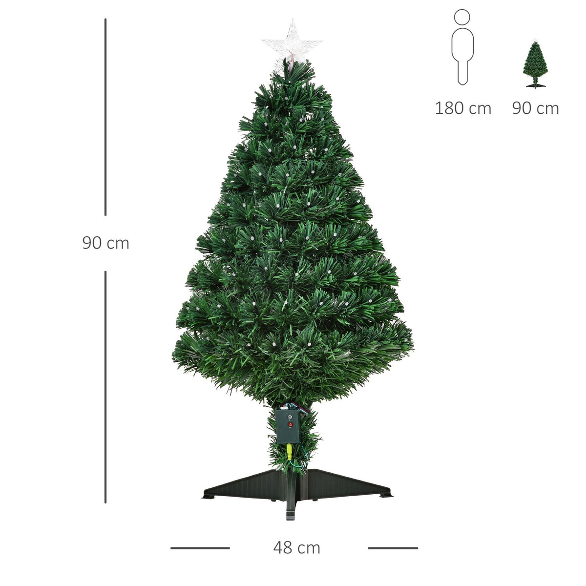Christmas Tree 90 Leds Star Green Ø48 X H90 Cm