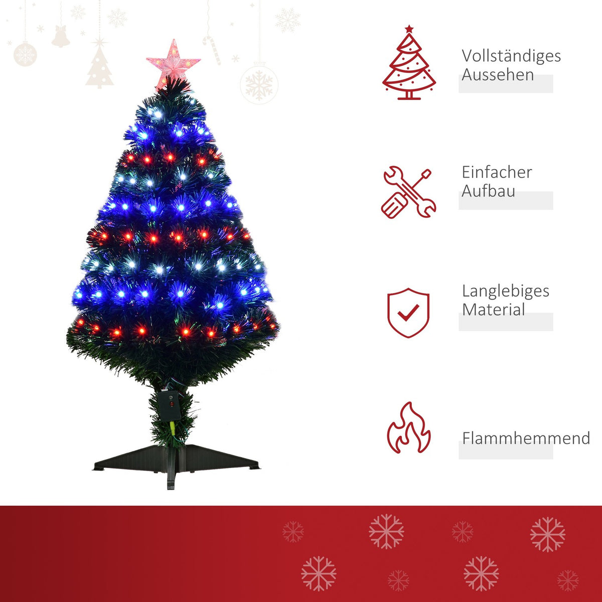 Christmas Tree 90 Leds Star Green Ø48 X H90 Cm