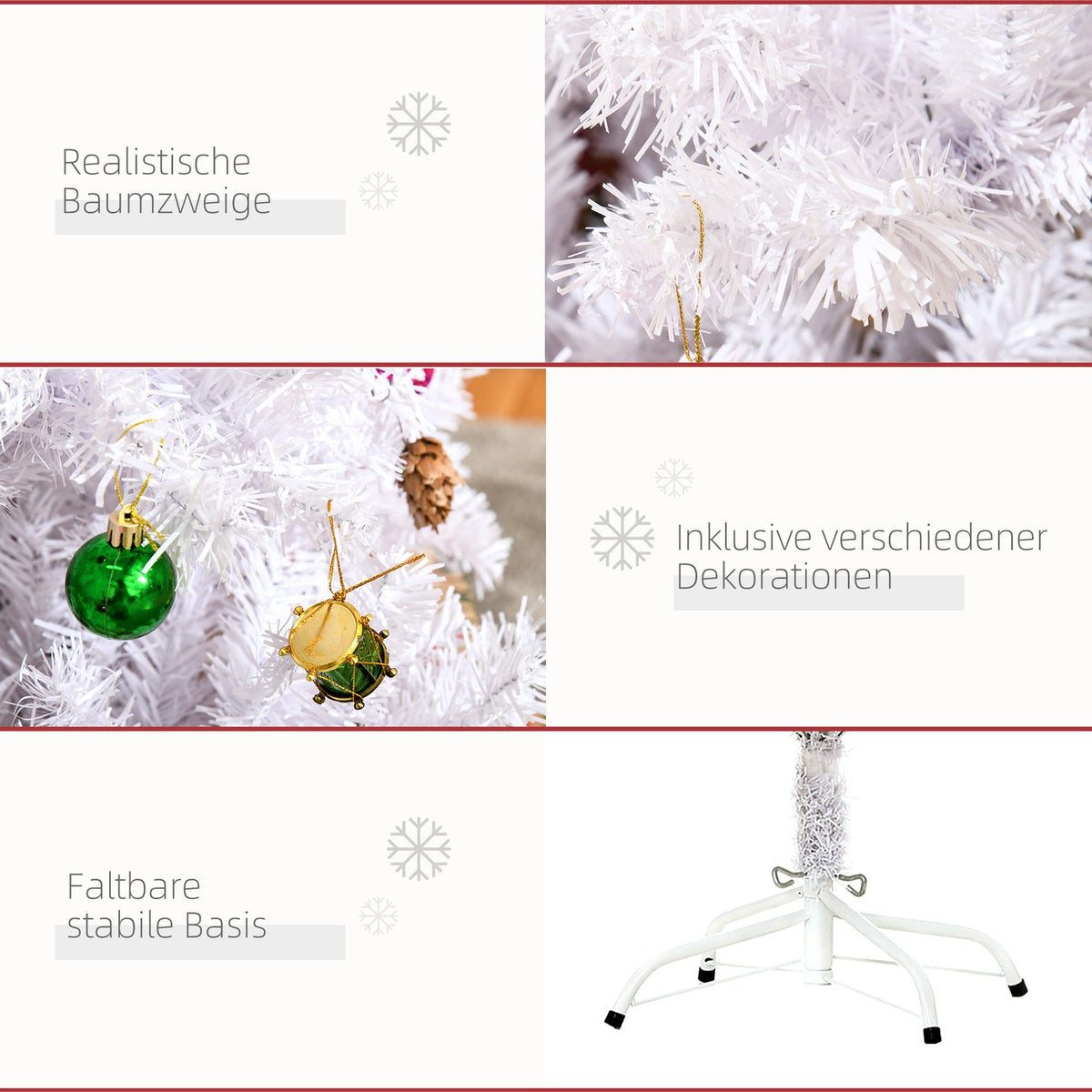 Christmas Tree Artificial Christmas Tree 150Cm With Stand Including Decoration (150Cm, White/Christmas Tree)