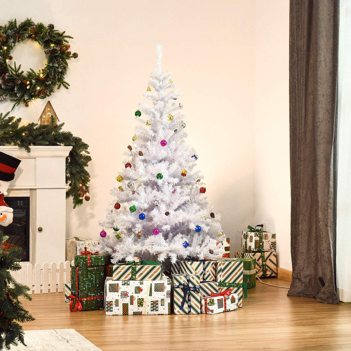 Christmas Tree Artificial Christmas Tree 150Cm With Stand Including Decoration (150Cm, White/Christmas Tree)