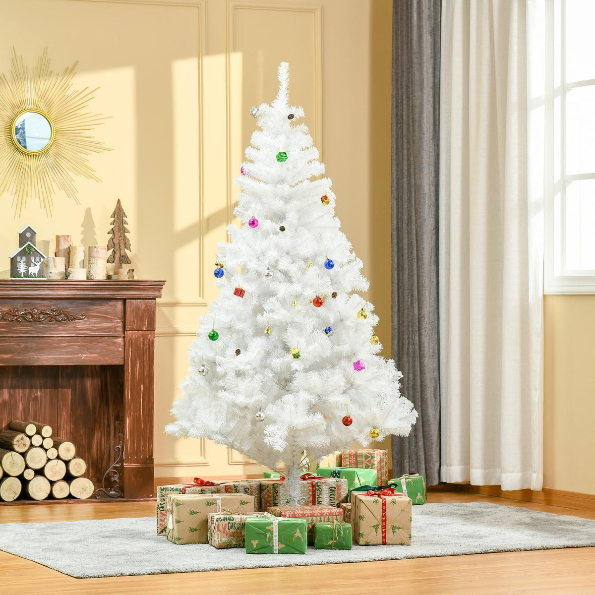 Christmas Tree Artificial Christmas Tree 180Cm With Stand Including Decoration (180Cm, White/Christmas Tree 1)
