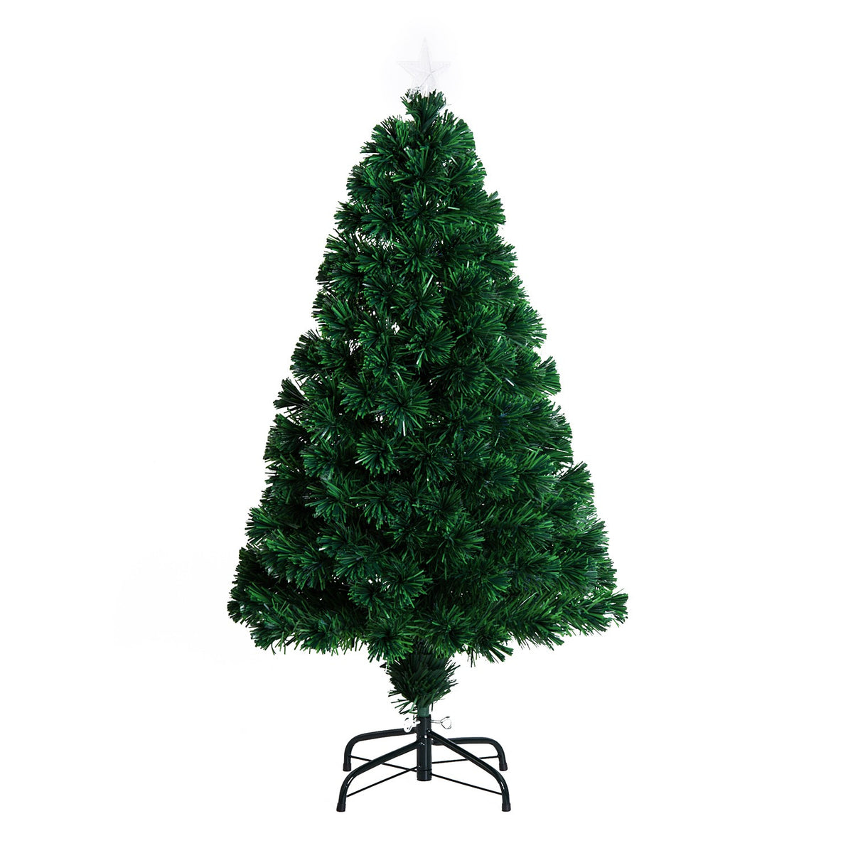 Christmas Tree Artificial Christmas Tree Fir Tree Light Fiber Led Tree With Metal Stand, Fiber Optic Color Changer, Green, 120 Cm