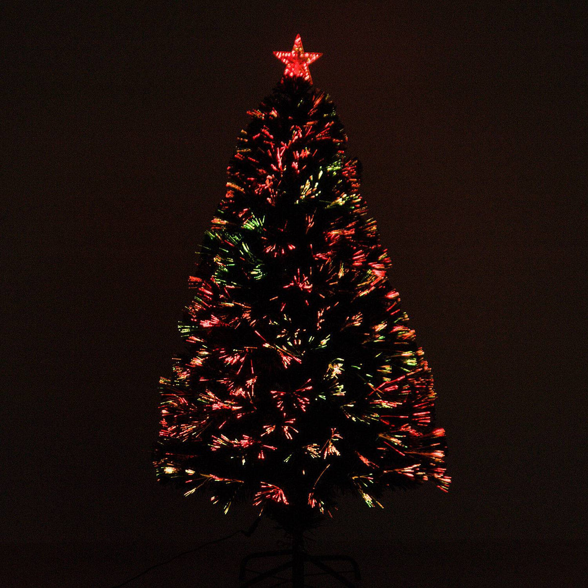 Christmas Tree Artificial Christmas Tree Fir Tree Light Fiber Led Tree With Metal Stand, Fiber Optic Color Changer, Green, 120 Cm
