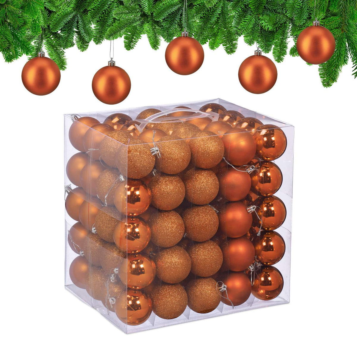 Christmas Tree Baubles Set, 100 Pieces, Matte/Glossy/Glitter