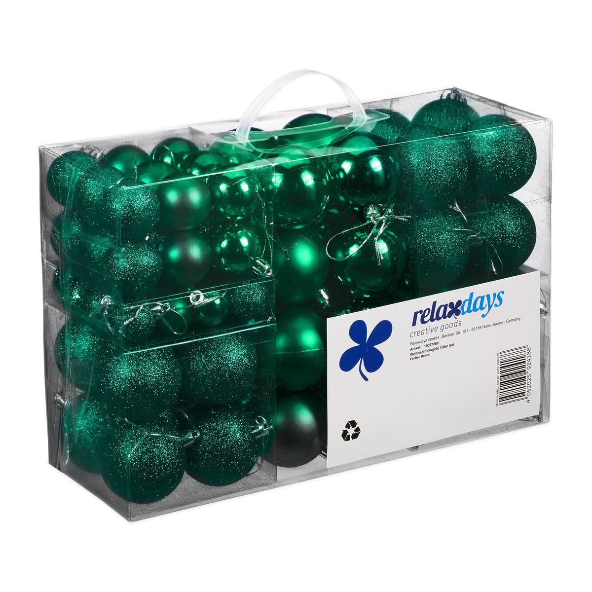 Christmas Tree Baubles Set, 100 Pieces, Various Sizes