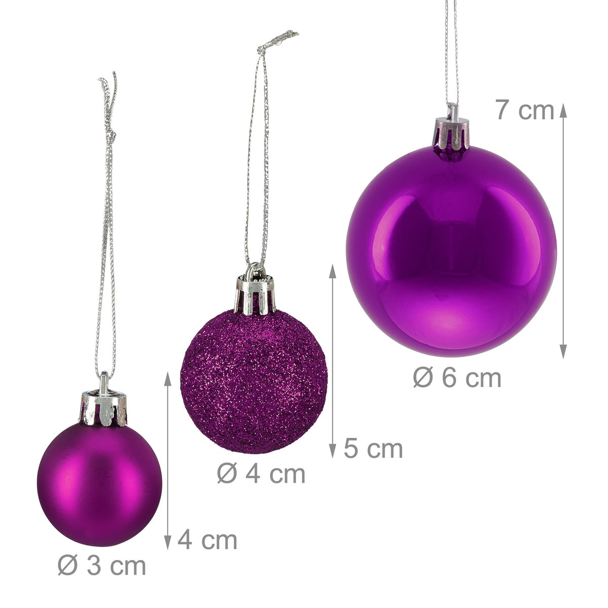 Christmas Tree Baubles Set, 138 Pcs – Matte, Shiny, Glitter