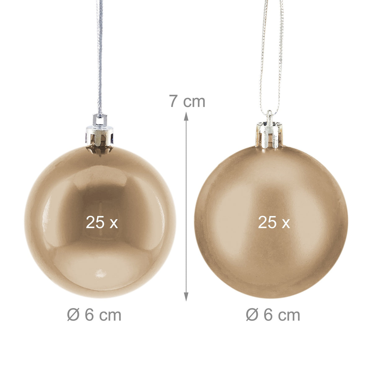 Christmas Tree Baubles Set, 50 Pieces, Matte & Glossy