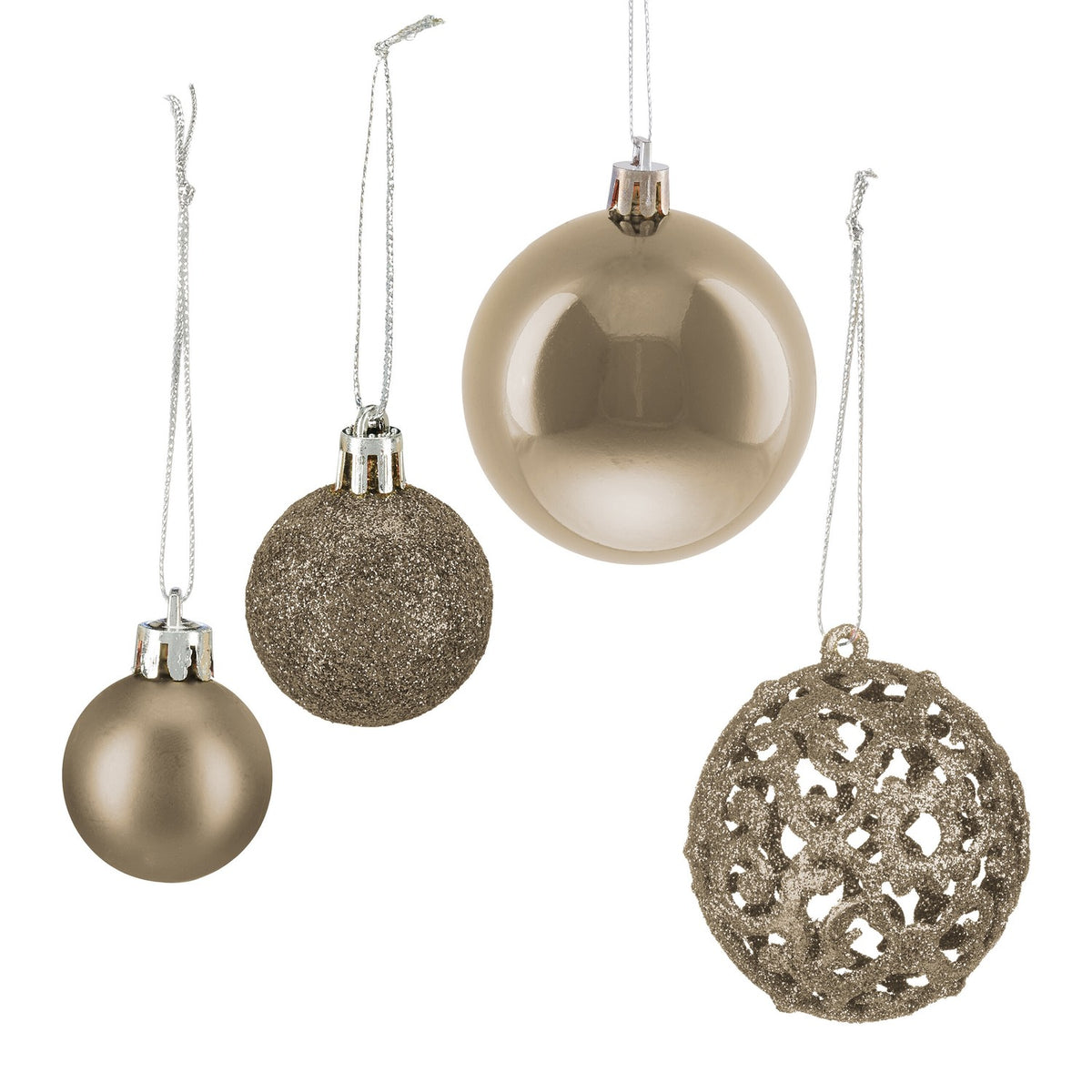 Christmas Tree Baubles Set, 50 Pieces, Mixed Finishes