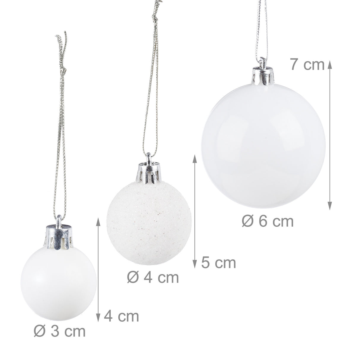 Christmas Tree Baubles Set, 50 Pieces, Plastic