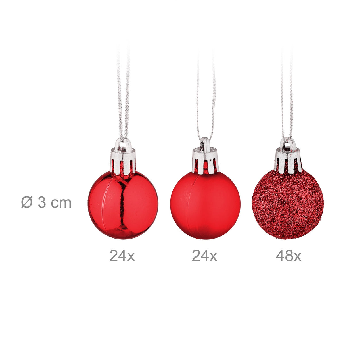 Christmas Tree Baubles Set, 96 Plastic Ornaments