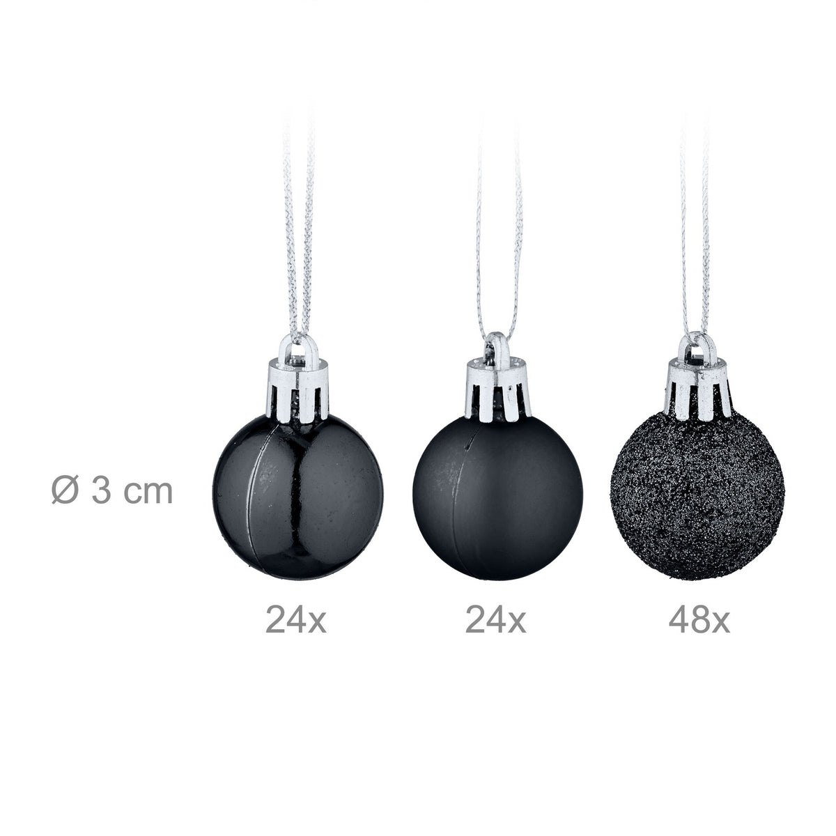 Christmas Tree Baubles Set, 96 Plastic Ornaments