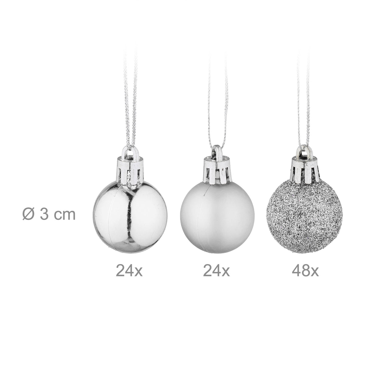 Christmas Tree Baubles Set, 96 Plastic Ornaments