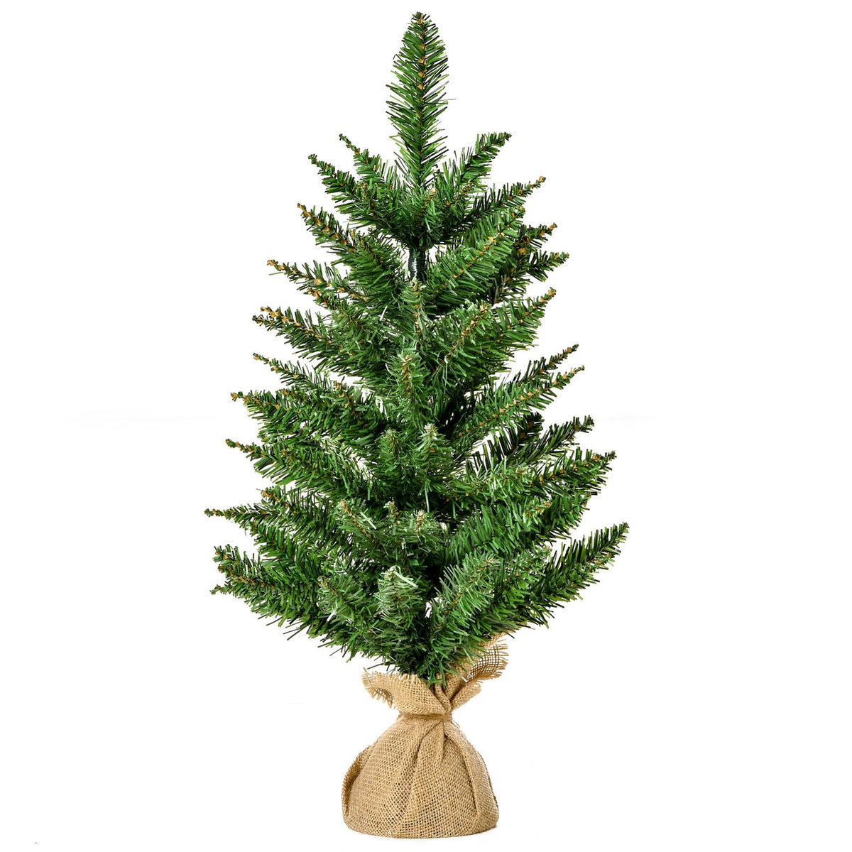Christmas Tree For Table 0.6 M Small Christmas Tree Artificial Fir 70 Branches Linen Pvc Cement Green Ø35 X 60H Cm