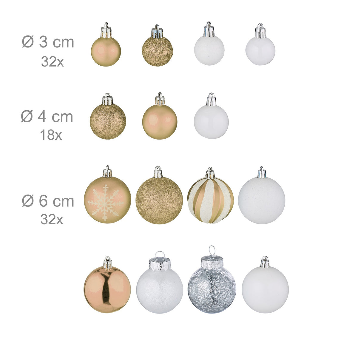 Christmas Tree Ornaments Set, 101 Plastic Baubles