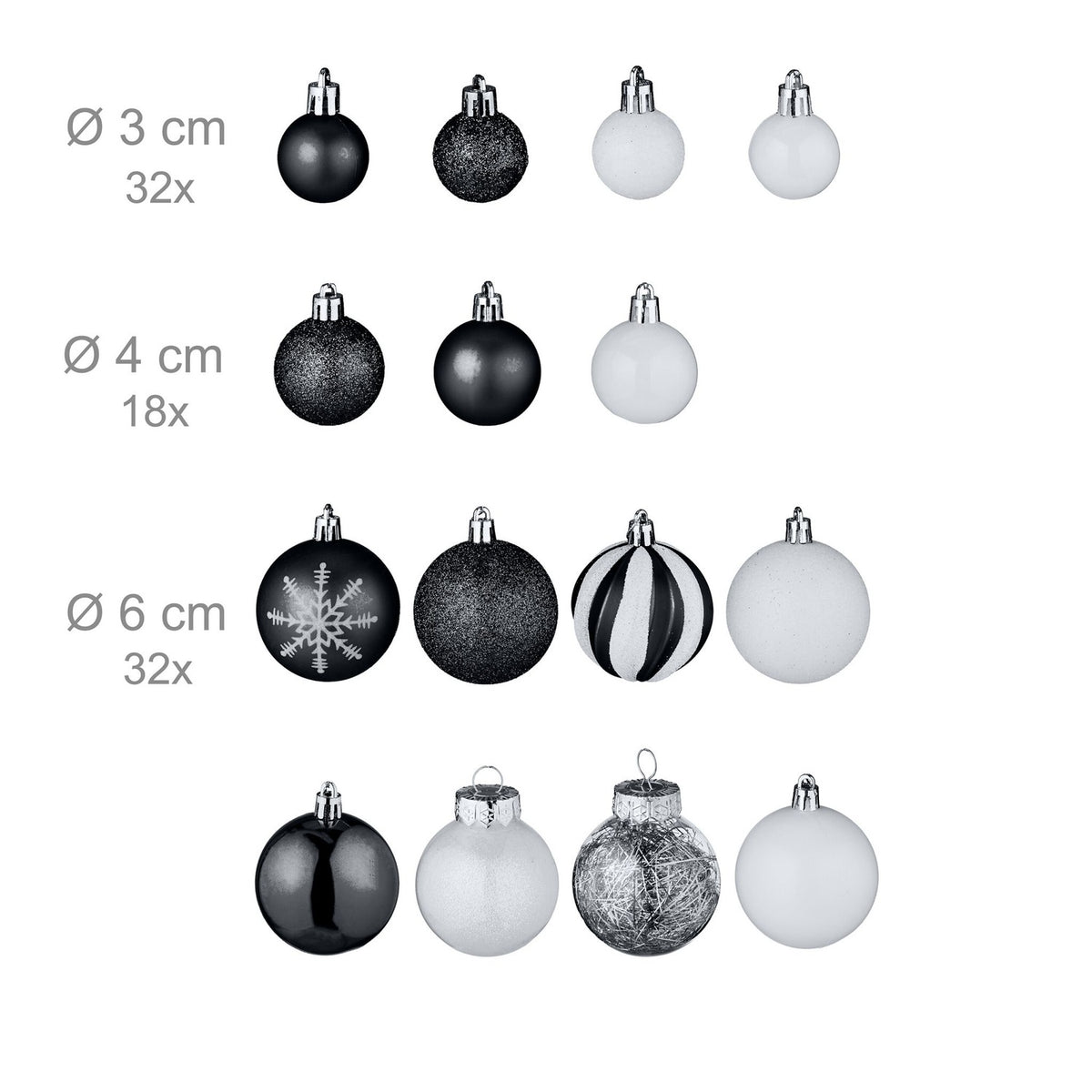 Christmas Tree Ornaments Set, 101 Plastic Baubles