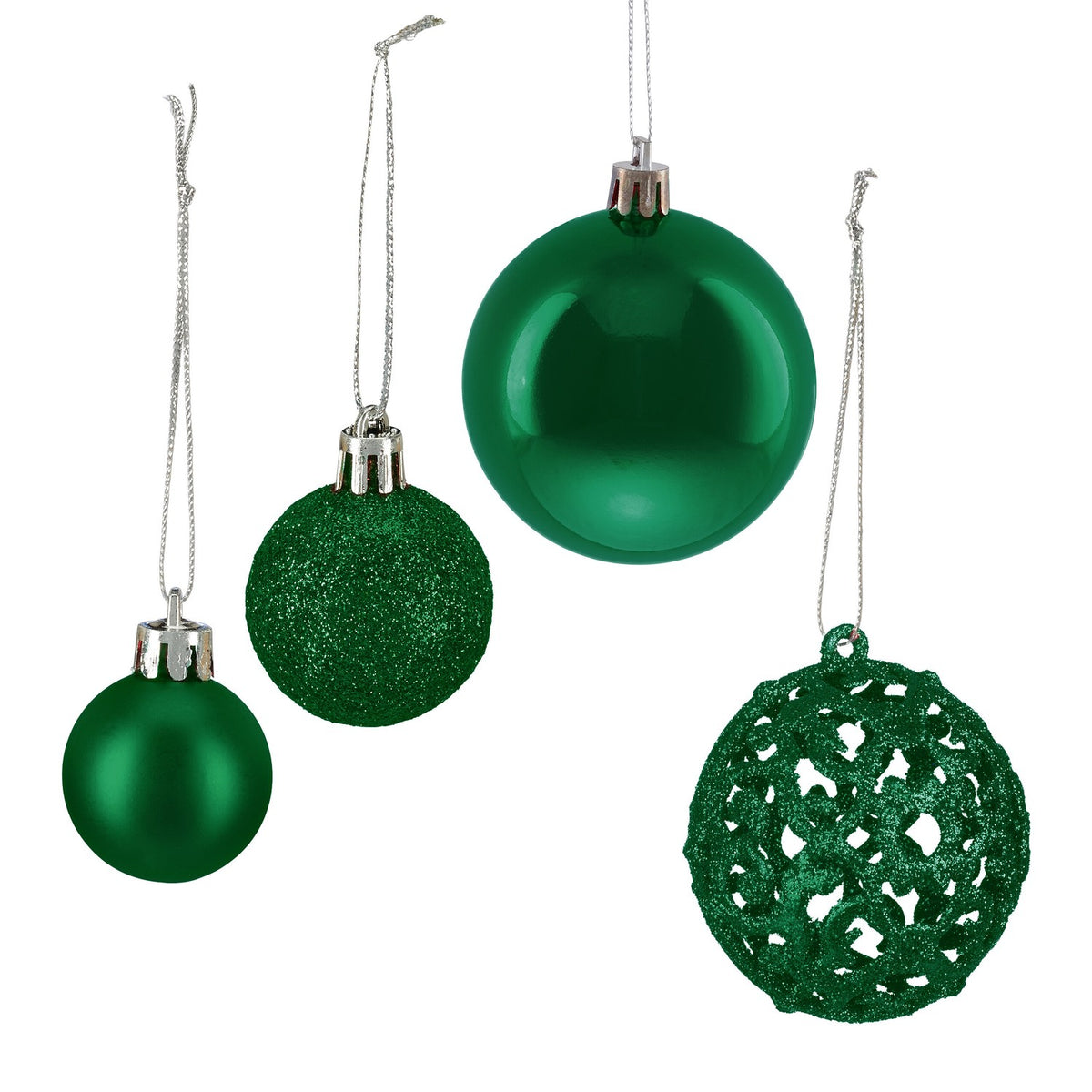 Christmas Tree Ornaments Set, 50 Baubles, Mixed Finishes