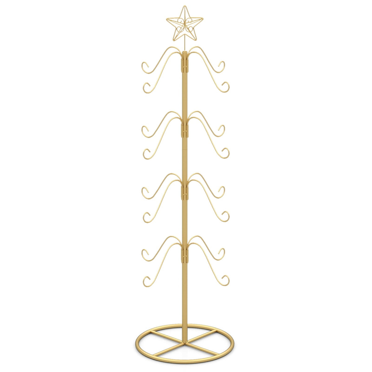 Christmas Tree Stocking Holder with 16 Hooks, Gold Metal