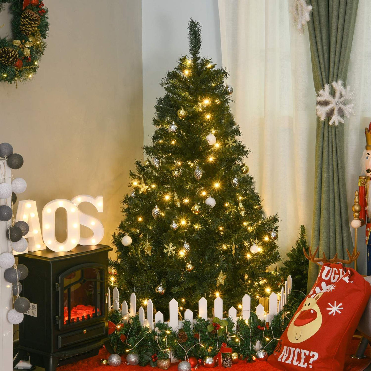 Christmas Tree With Decoration 120 Leds 511 Tips Ø95 X 150H Cm
