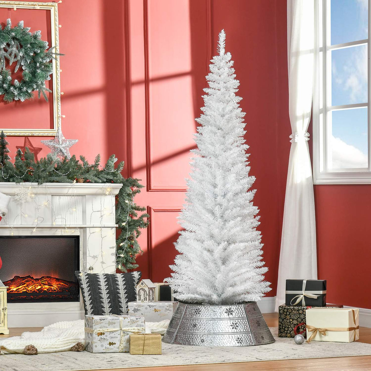 Christmas Tree With Plastic Stand 390 Tips White Ø 55 X H180 Cm