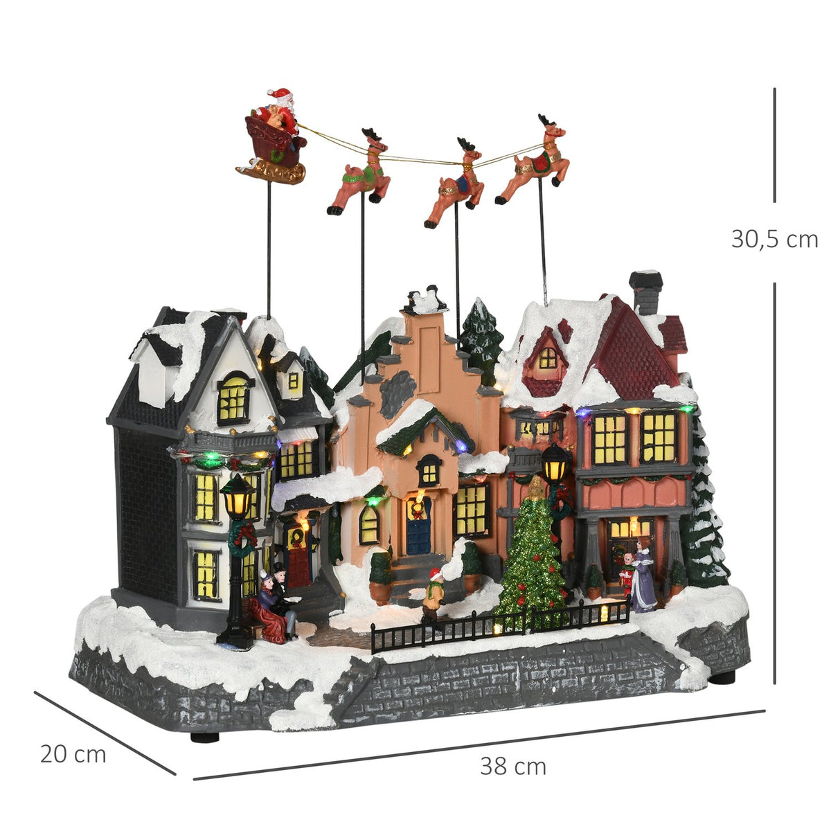 Christmas decoration outside animated Christmas decoration with 22 LEDs, illuminated winter wonderland set 38.5 x 20.5 x 33 cm