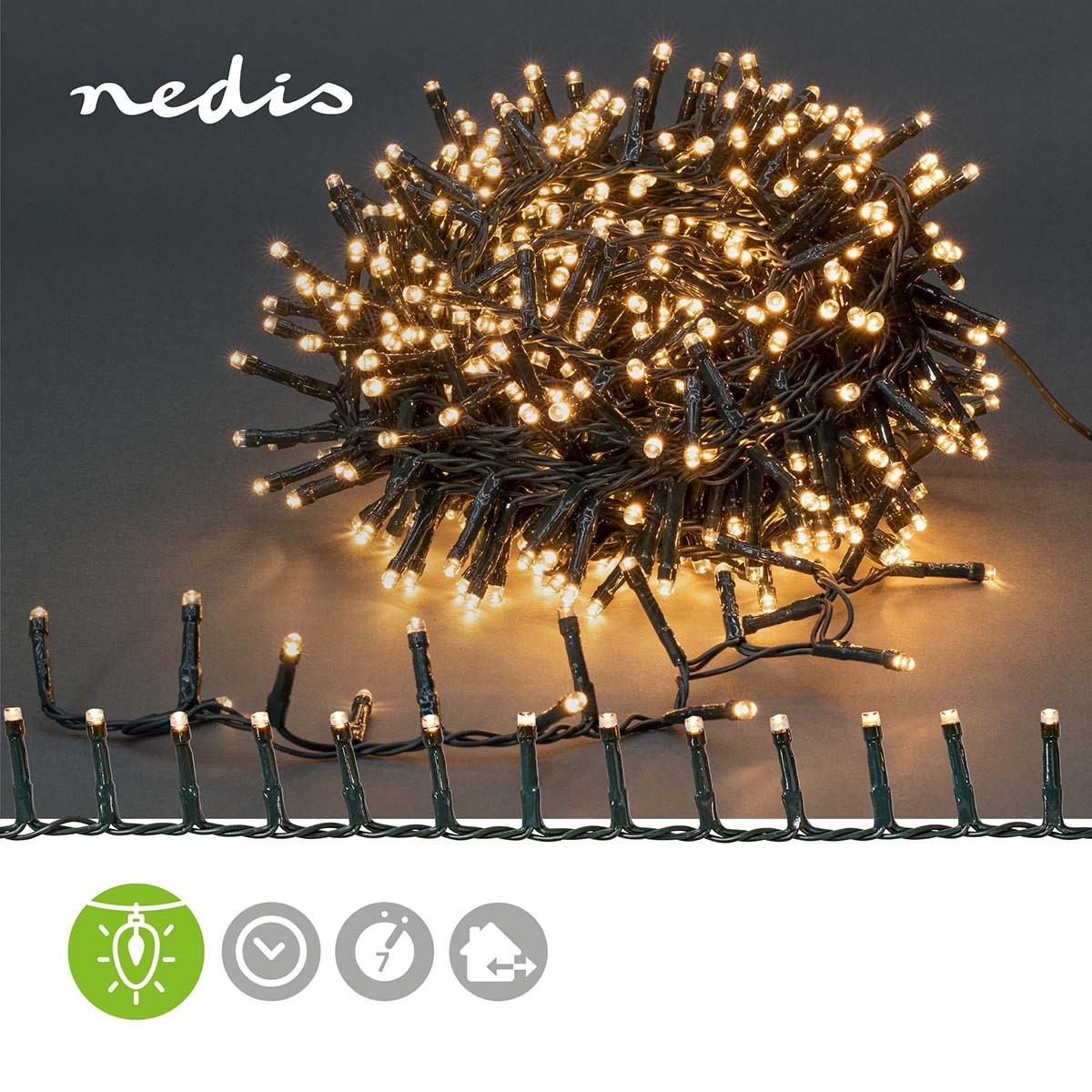 Christmas lights | Compact cluster | 400 LEDs | Warm White | 8.00 m | Lighting effects: 7 | Indoors or Outdoors | Power adapter
