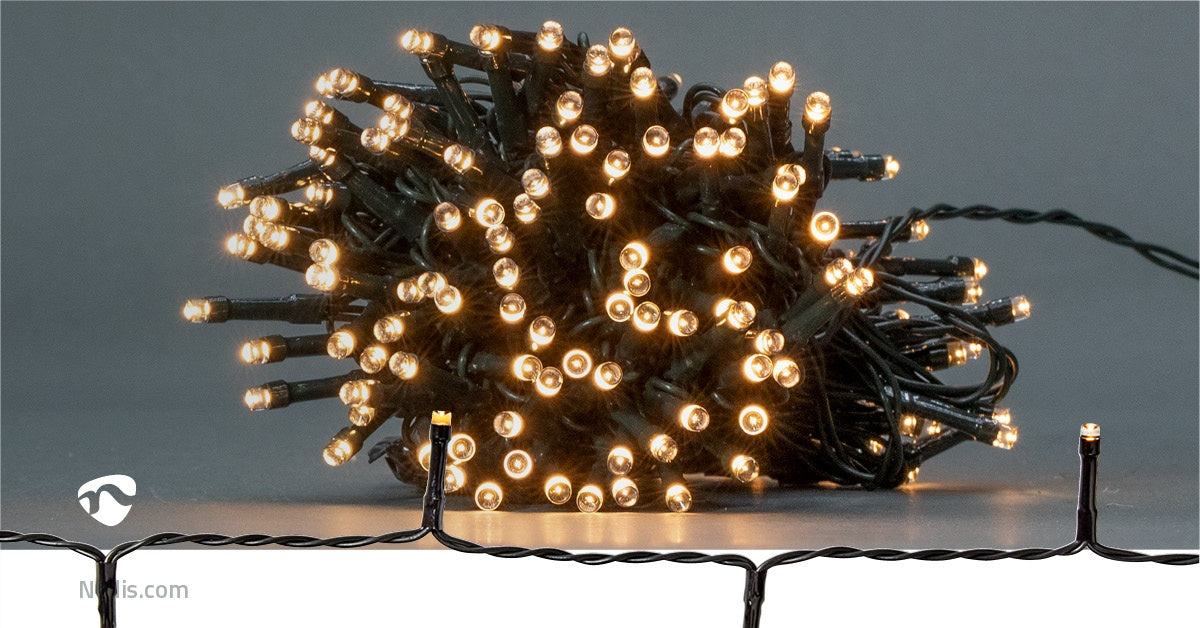 Christmas lights | String | 192 LEDs | Warm White | 14.40 m | Lighting effects: 7 | Indoors or Outdoors | Battery powered