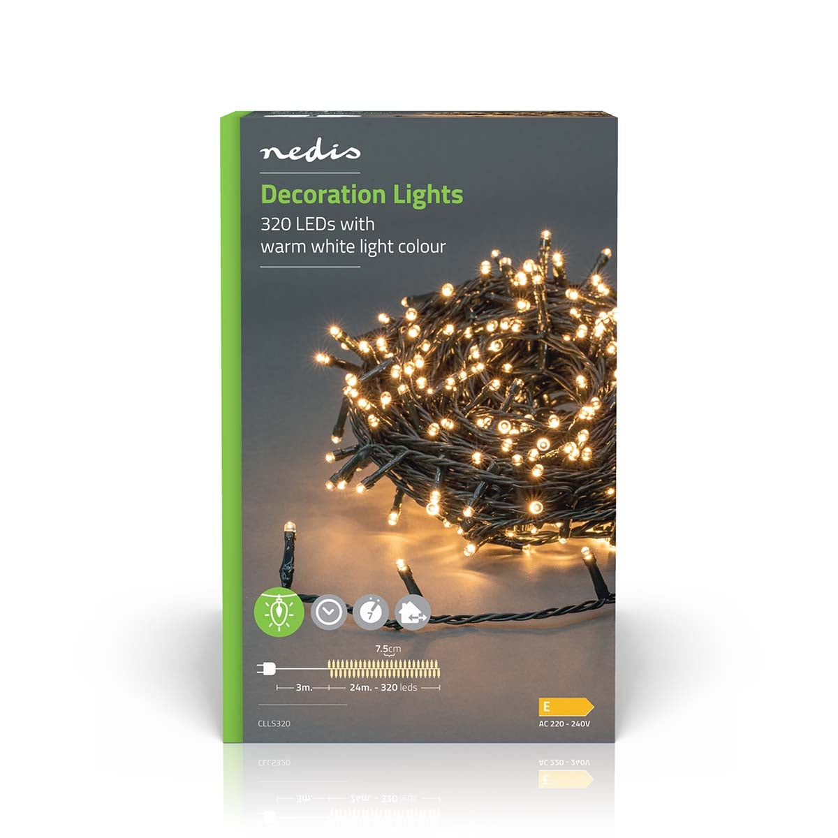Christmas lights | String | 320 LEDs | Warm White | 24.00 m | Lighting effects: 7 | Indoors or Outdoors | Power adapter