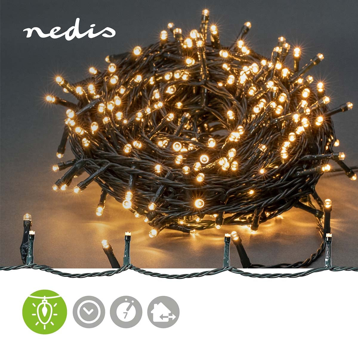 Christmas lights | String | 320 LEDs | Warm White | 24.00 m | Lighting effects: 7 | Indoors or Outdoors | Power adapter
