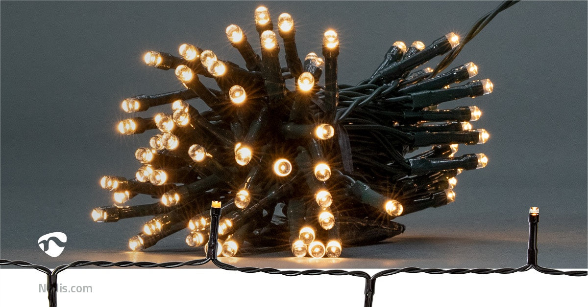 Christmas lights | String | 96 LEDs | Warm White | 7.20 m | Lighting effects: 7 | Indoors or Outdoors | Battery powered