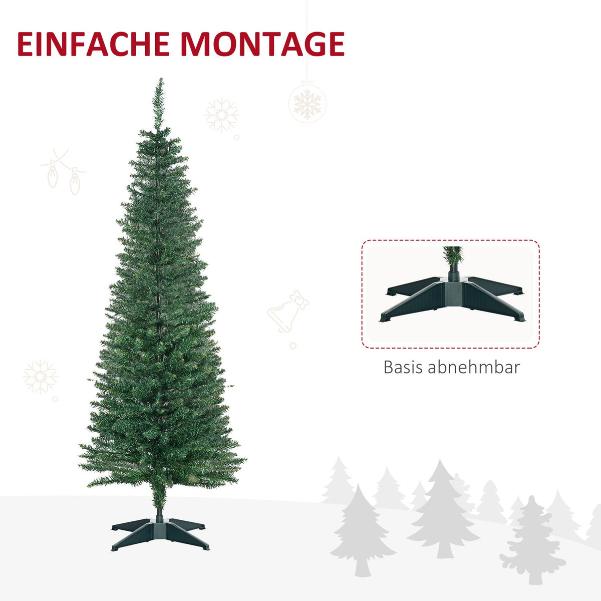 Christmas tree 1.5 m artificial fir tree with stand, can be dismantled, 294 branches, PVC green Ø46 cm for festive decoration